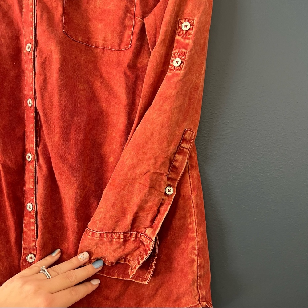 Soft Surroundings Orange Rust Button Up Heavenly … - image 3